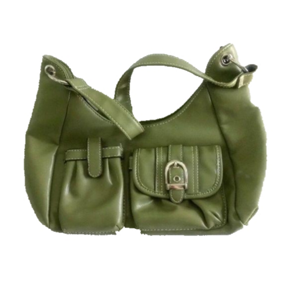 Womens NWOT No Label Khaki Green Stylish Satchel Purse